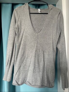 GAP Light Gray V-Neck Hooded Sweater